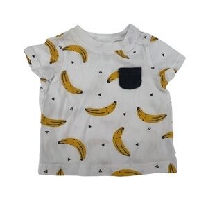 Gymboree Baby White Yellow Short Sleeve Banana Print T-Shirt Size 0-3 Months